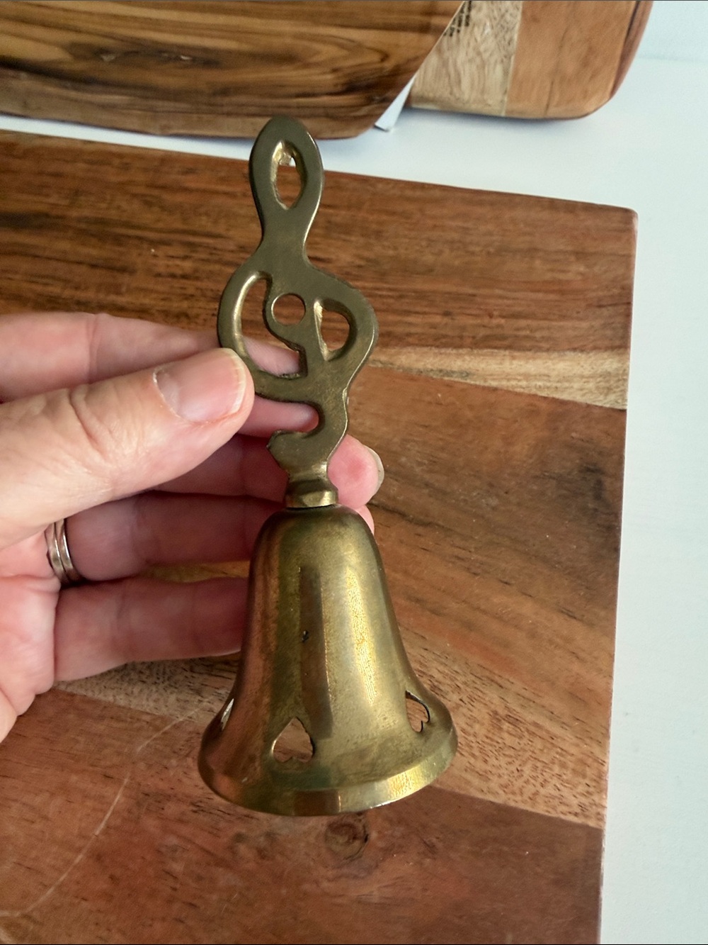 Vintage Brass Decorative Bell with Treble Clef Handle